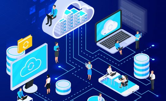 Cloud Networking Isometric Composition